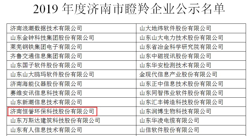 喜報(bào)丨恒譽(yù)環(huán)保榮獲“瞪羚企業(yè)”稱(chēng)號(hào)